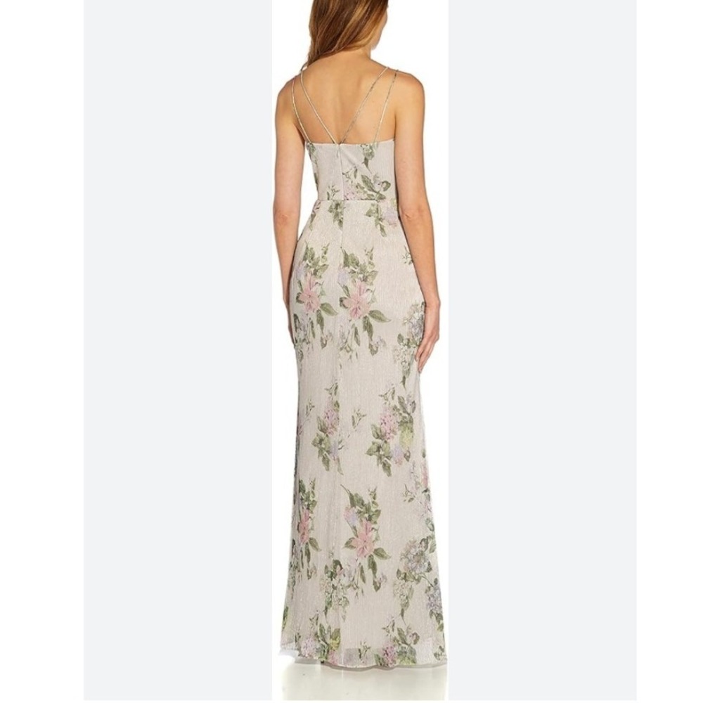Adrianna Papell Metallic Floral Maxi Dress Shimmer Gown WOMEN 8 LIGHTWEIGHT MESH - Picture 12 of 16